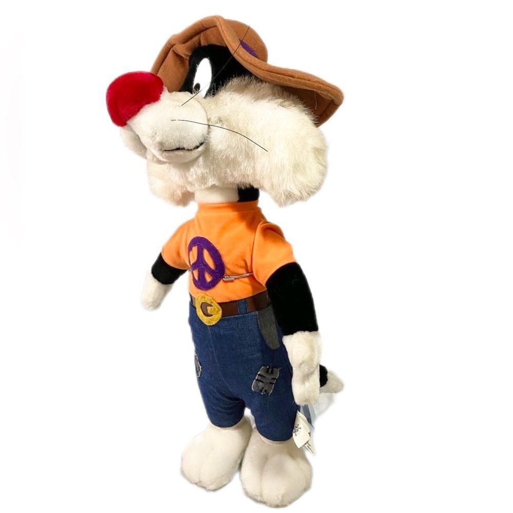 Looney Tunes Vintage 1998 Peace Hippie Sylvester Plush Stuffed Toy 12" Plush Toy - Picture 3 of 8